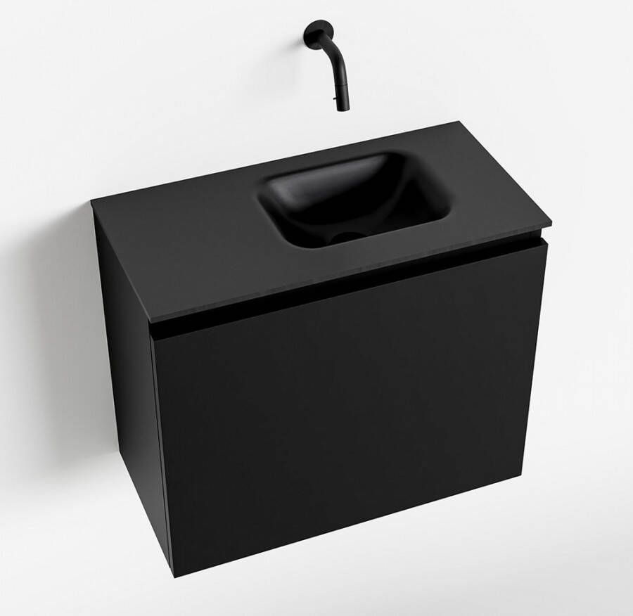 Mondiaz OLAN Toiletmeubel 60x30x40cm met 0 kraangaten 1 lades urban mat Wastafel Lex rechts Solid Surface Zwart FK75342792