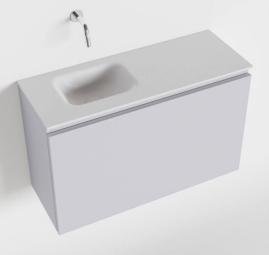Mondiaz OLAN Toiletmeubel 80x30x40cm met 0 kraangaten 1 lades cale mat Wastafel Lex links Solid Surface Wit FK75342651