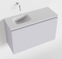 Mondiaz OLAN Toiletmeubel 80x30x40cm met 0 kraangaten 1 lades cale mat Wastafel Lex links Solid Surface Wit FK75342651 - Thumbnail 1