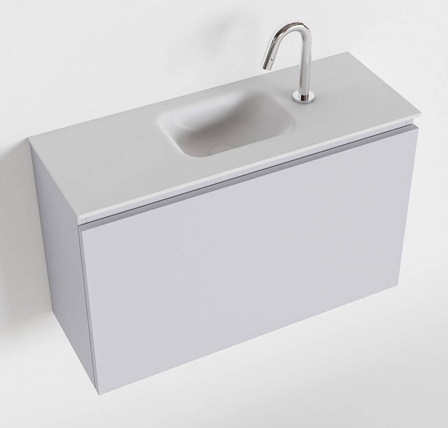 Mondiaz OLAN Toiletmeubel 80x30x40cm met 1 kraangaten 1 lades cale mat Wastafel Lex midden Solid Surface Wit FK75342648