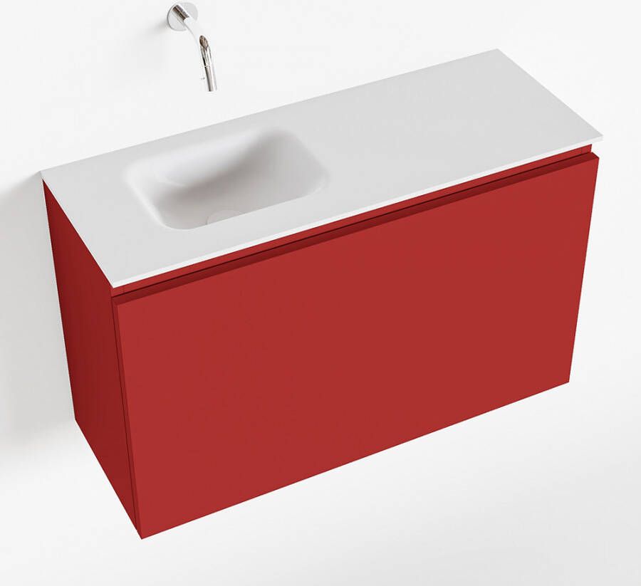 Mondiaz OLAN Toiletmeubel 80x30x40cm met 0 kraangaten 1 lades fire mat Wastafel Lex links Solid Surface Wit FK75342593