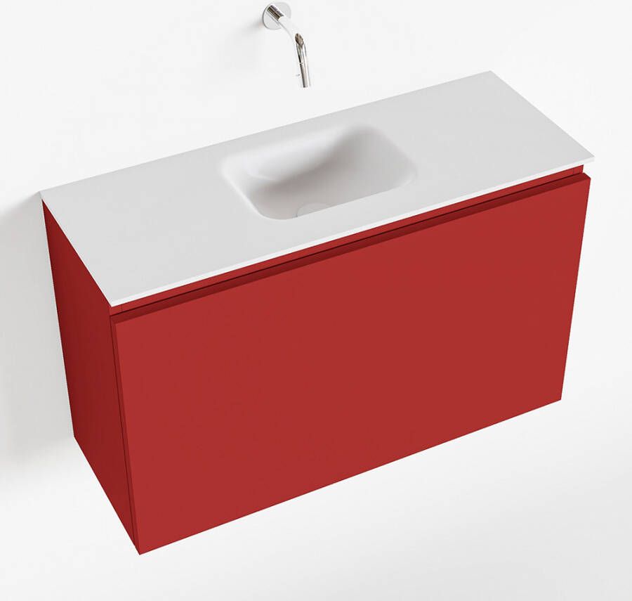 Mondiaz OLAN Toiletmeubel 80x30x40cm met 0 kraangaten 1 lades fire mat Wastafel Lex midden Solid Surface Wit FK75342591