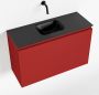 Mondiaz OLAN Toiletmeubel 80x30x40cm met 0 kraangaten 1 lades fire mat Wastafel Lex midden Solid Surface Zwart FK75342939 - Thumbnail 1