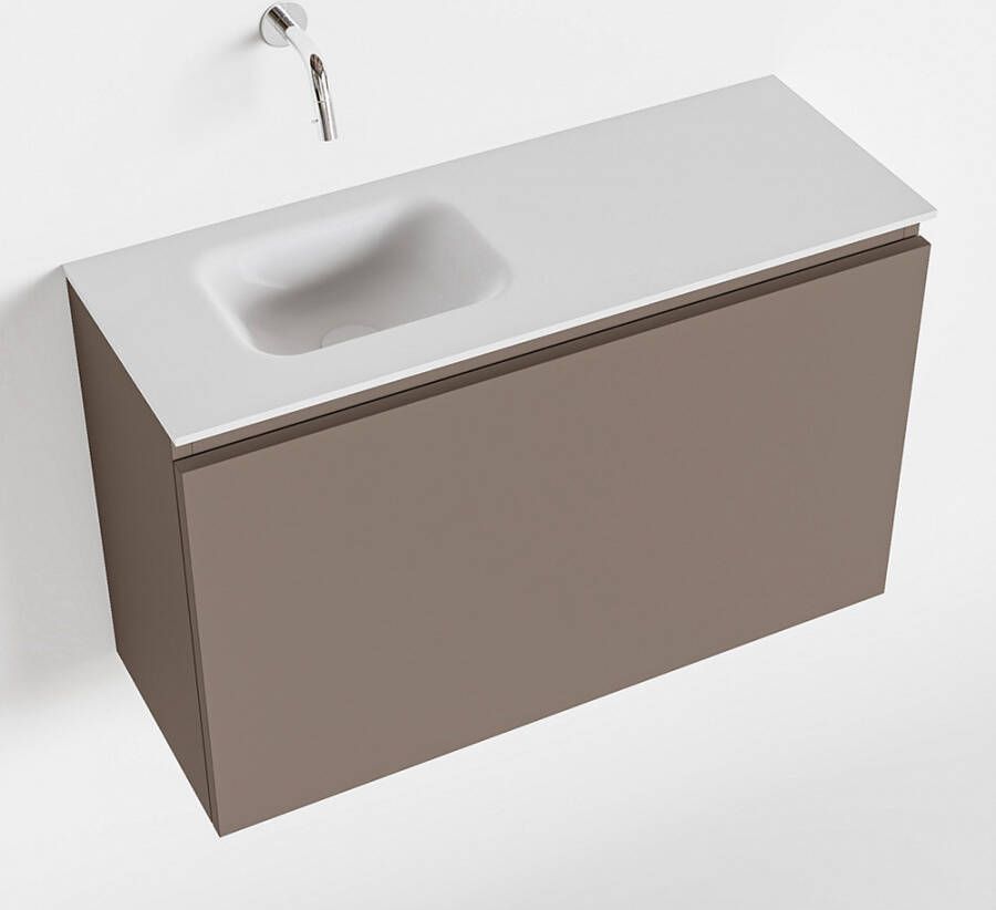 Mondiaz OLAN Toiletmeubel 80x30x40cm met 0 kraangaten 1 lades smoke mat Wastafel Lex links Solid Surface Wit FK75342506