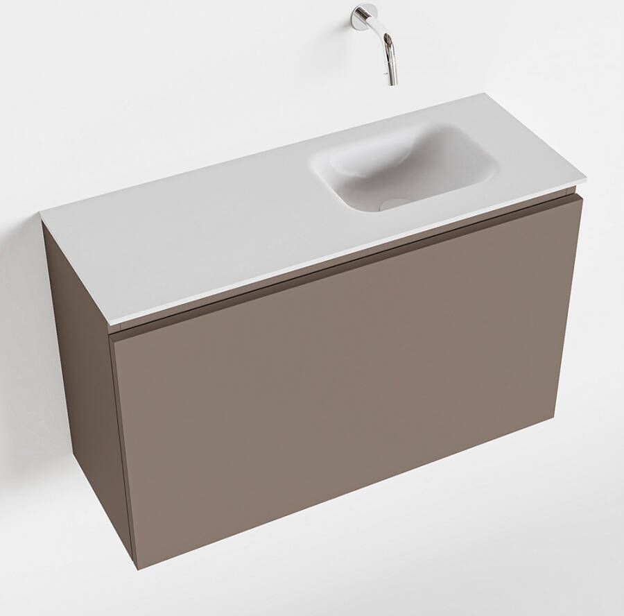 Mondiaz OLAN Toiletmeubel 80x30x40cm met 0 kraangaten 1 lades smoke mat Wastafel Lex rechts Solid Surface Wit FK75342508