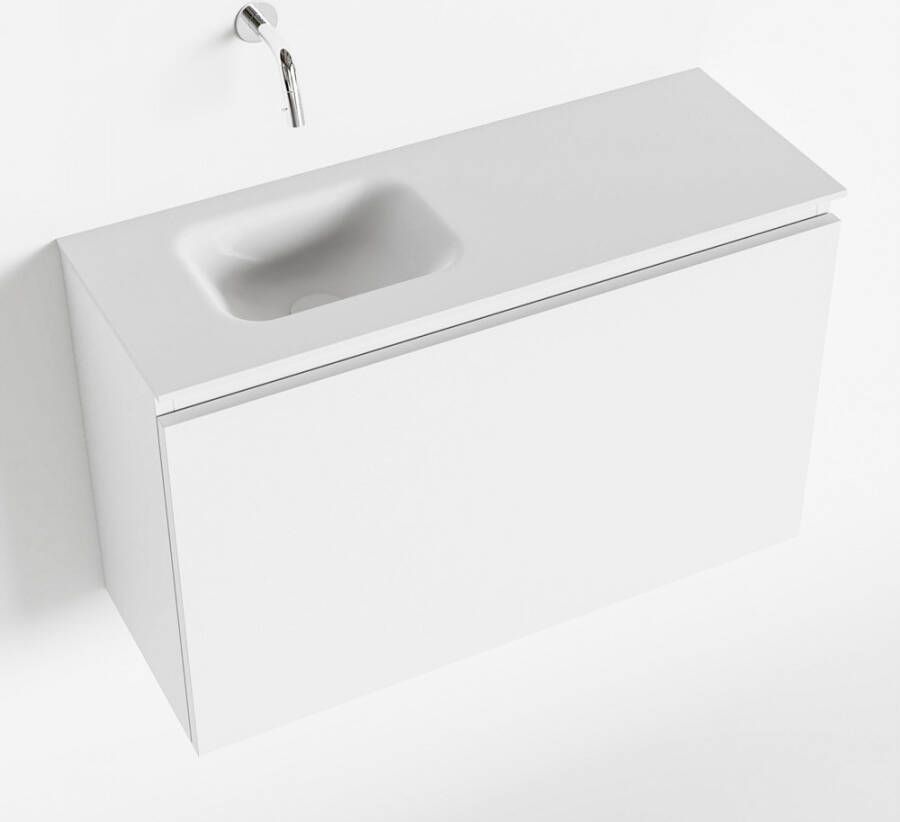 Mondiaz OLAN Toiletmeubel 80x30x40cm met 0 kraangaten 1 lades talc mat Wastafel Lex links Solid Surface Wit FK75342419