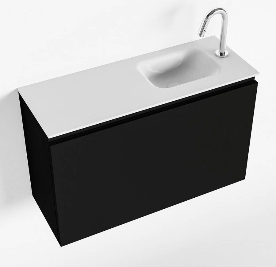 Mondiaz OLAN Toiletmeubel 80x30x40cm met 1 kraangaten 1 lades urban mat Wastafel Lex rechts Solid Surface Wit FK75342449