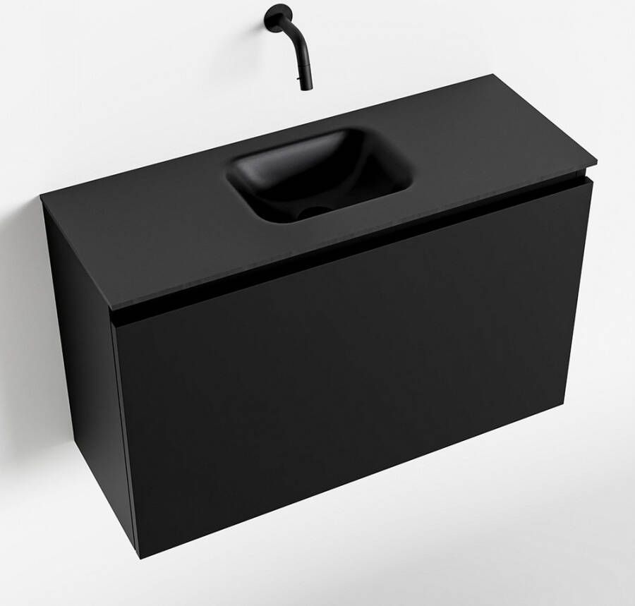 Mondiaz OLAN Toiletmeubel 80x30x40cm met 0 kraangaten 1 lades urban mat Wastafel Lex midden Solid Surface Zwart FK75342794