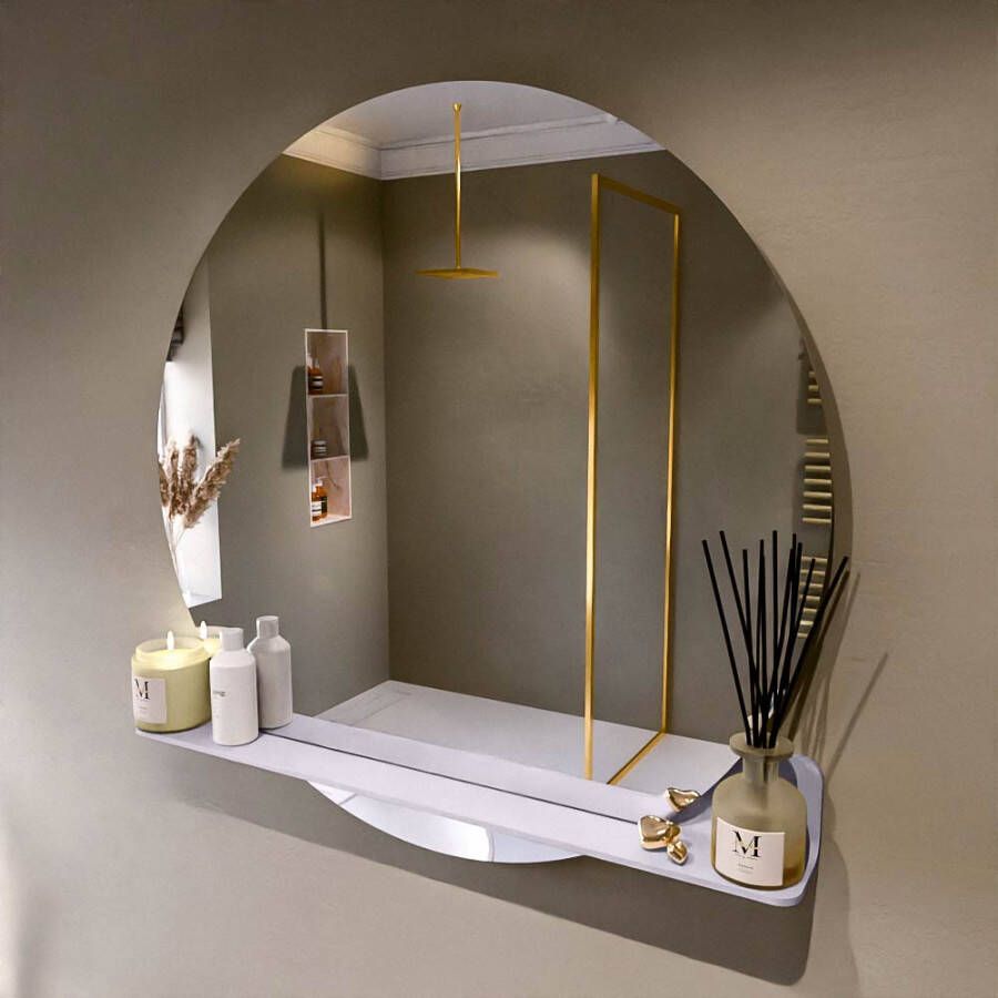 Mondiaz SPOT Badkamerspiegel rond 100cm spiegelplanchet kleur Cale SPOTPLNCHT100CAL