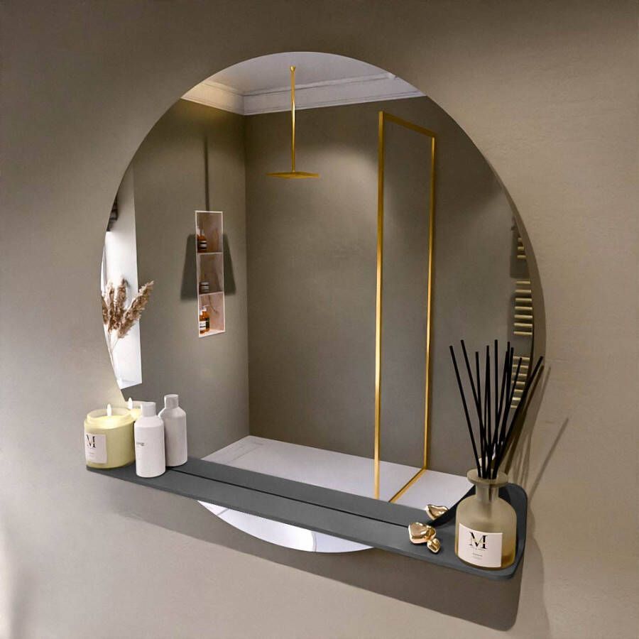 Mondiaz SPOT Badkamerspiegel rond 100cm spiegelplanchet kleur Dark Grey SPOTPLNCHT100DGR