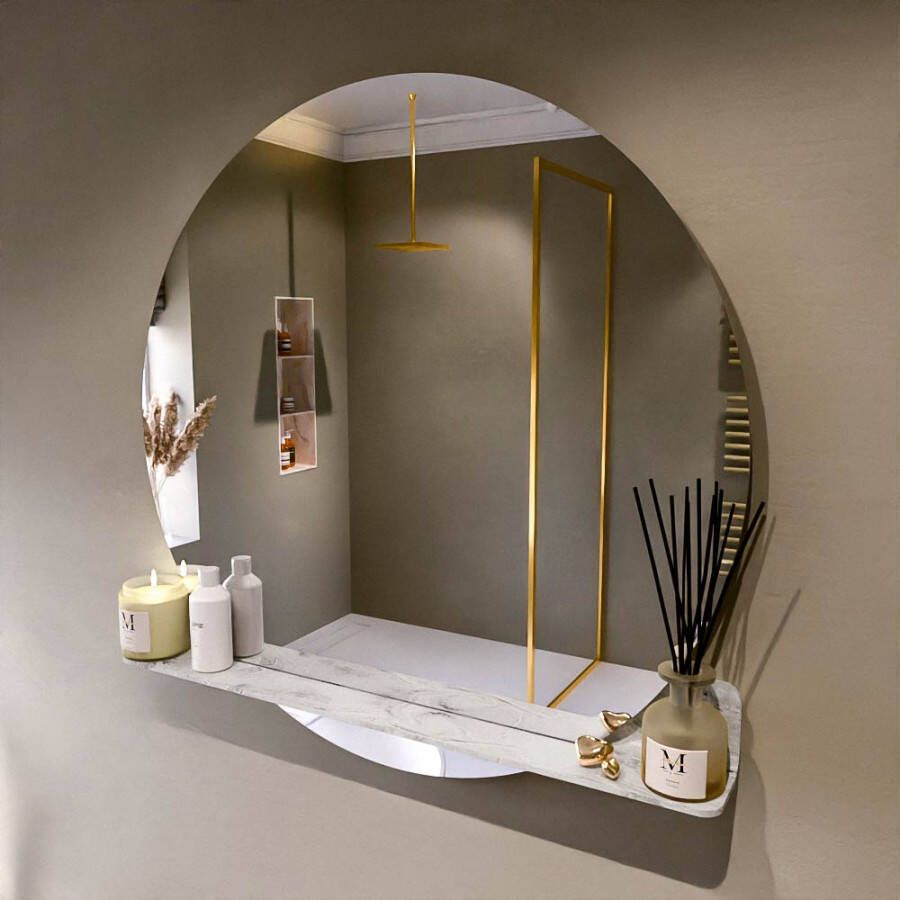 Mondiaz SPOT spiegel rond 100cm met Spiegelplanchet kleur Glace.