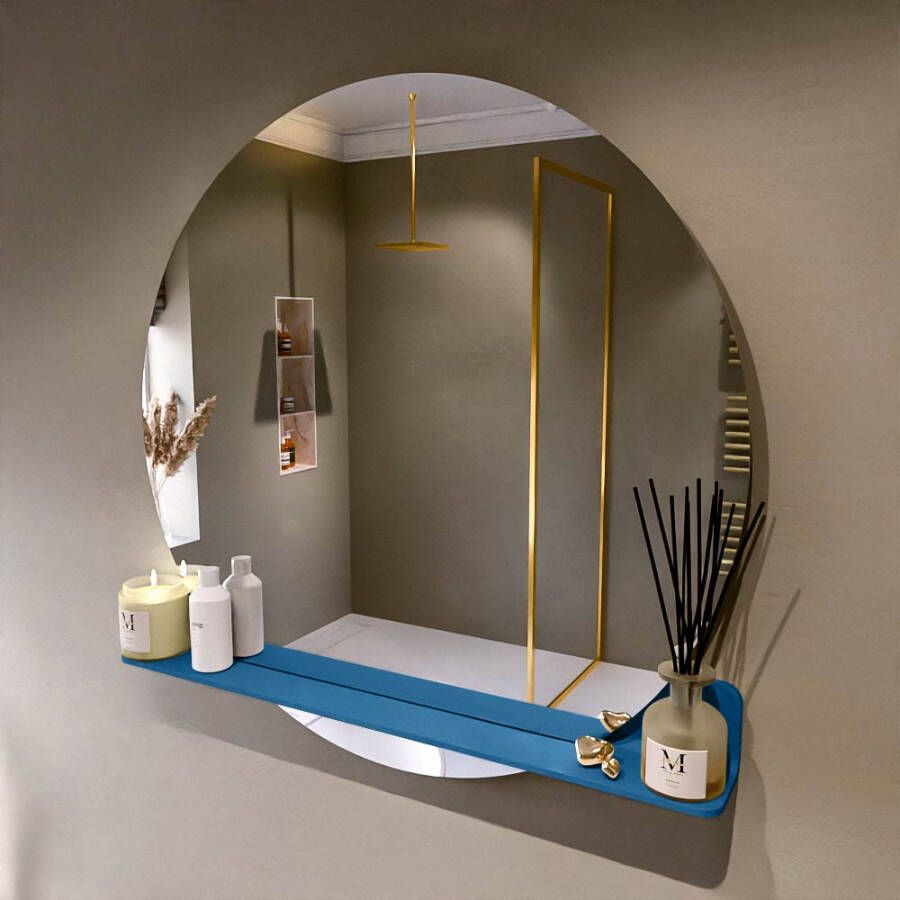 Mondiaz SPOT spiegel rond 100cm met Spiegelplanchet kleur Jeans.
