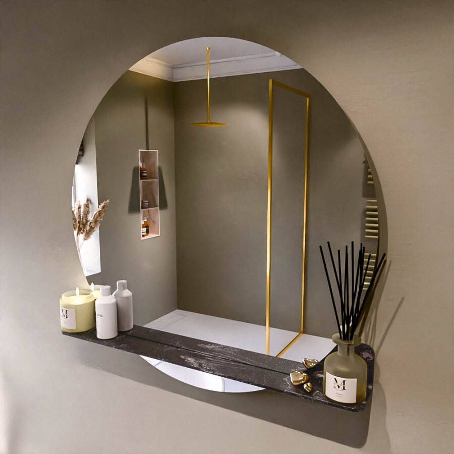 Mondiaz SPOT spiegel rond 100cm met Spiegelplanchet kleur Lava.