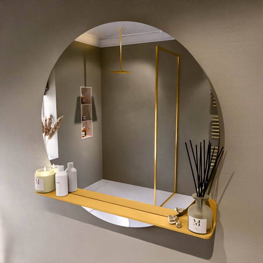 Mondiaz SPOT Badkamerspiegel rond 100cm spiegelplanchet kleur Ocher SPOTPLNCHT100OCH