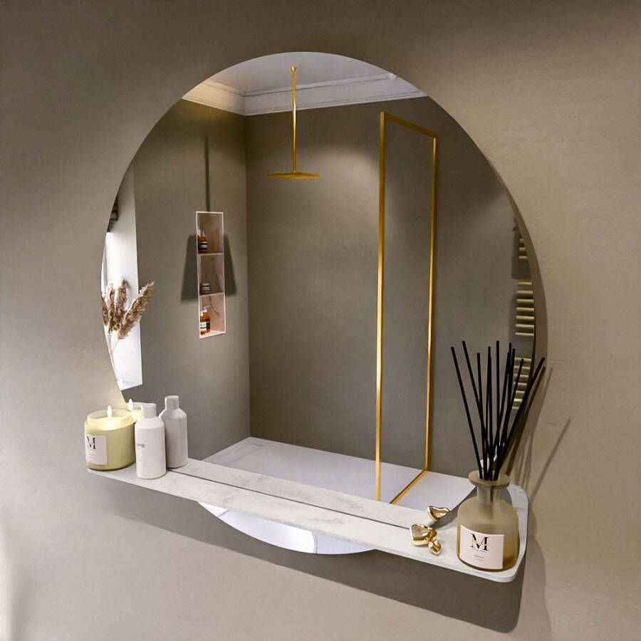 Mondiaz SPOT spiegel rond 100cm met Spiegelplanchet kleur Opalo.