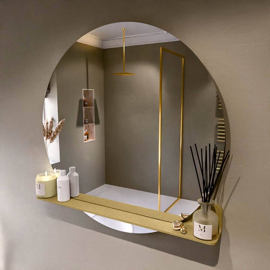 Mondiaz SPOT Badkamerspiegel rond 100cm spiegelplanchet kleur Oro SPOTPLNCHT100ORO