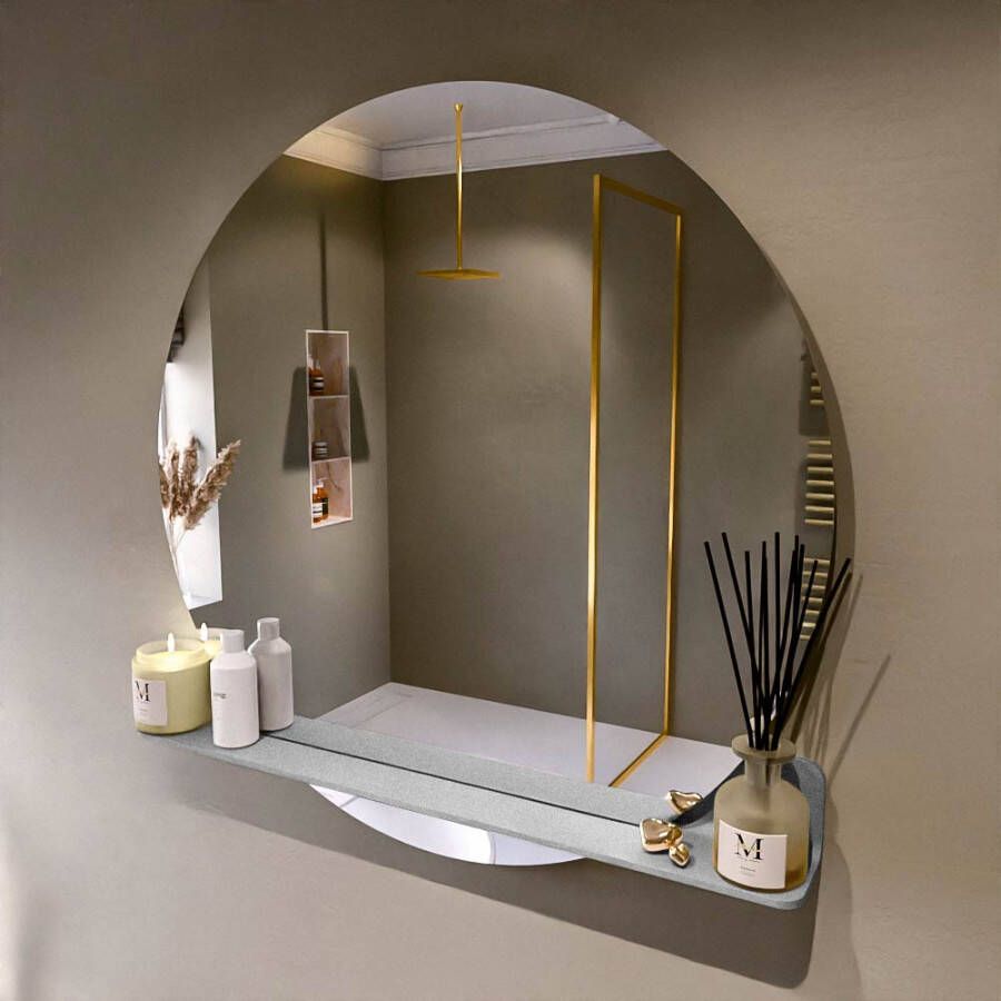 Mondiaz SPOT spiegel rond 100cm met Spiegelplanchet kleur Plata.