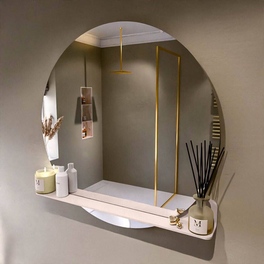 Mondiaz SPOT spiegel rond 100cm met Spiegelplanchet kleur Rosee.