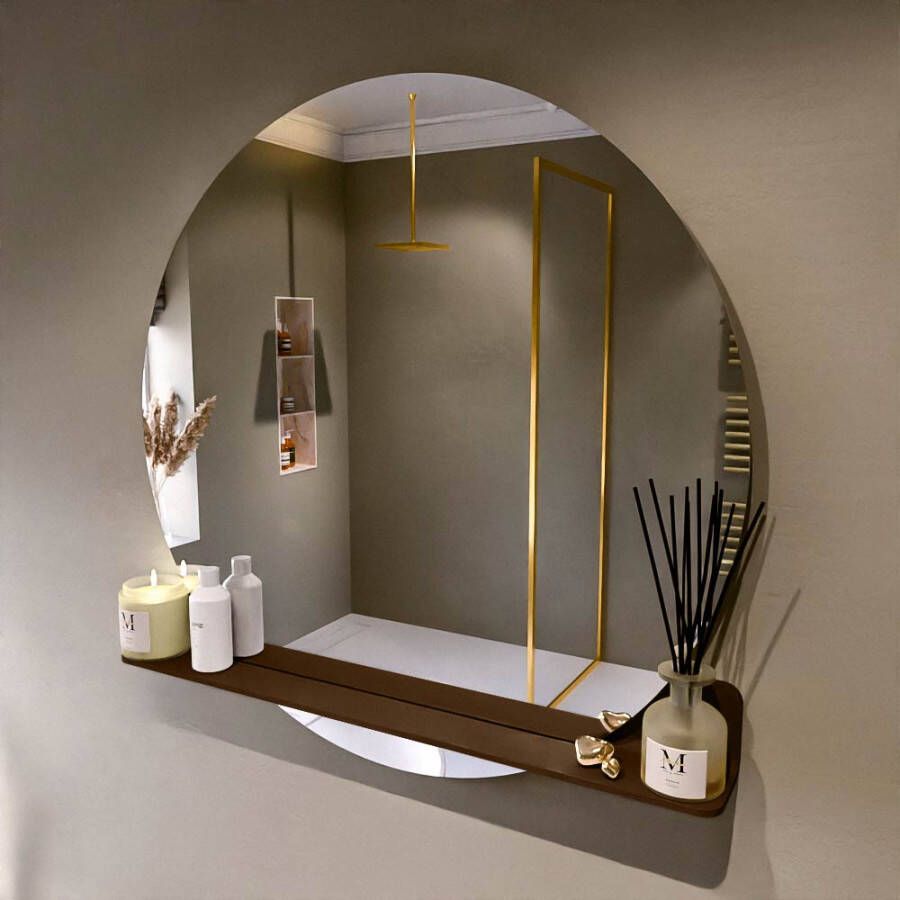 Mondiaz SPOT Badkamerspiegel rond 100cm spiegelplanchet kleur Rust SPOTPLNCHT100RUS