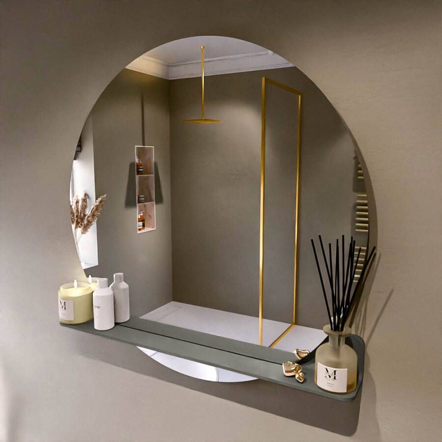 Mondiaz SPOT Badkamerspiegel rond 100cm spiegelplanchet kleur Smoke SPOTPLNCHT100SMO