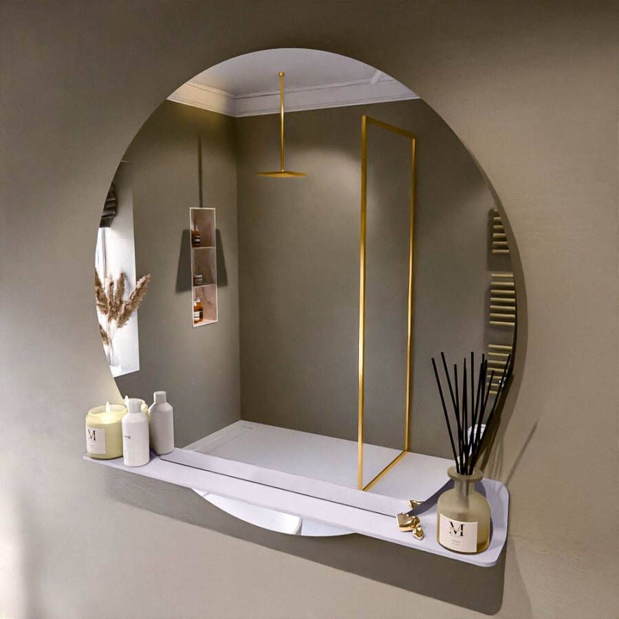 Mondiaz SPOT Badkamerspiegel rond 110cm spiegelplanchet kleur Cale SPOTPLNCHT110CAL