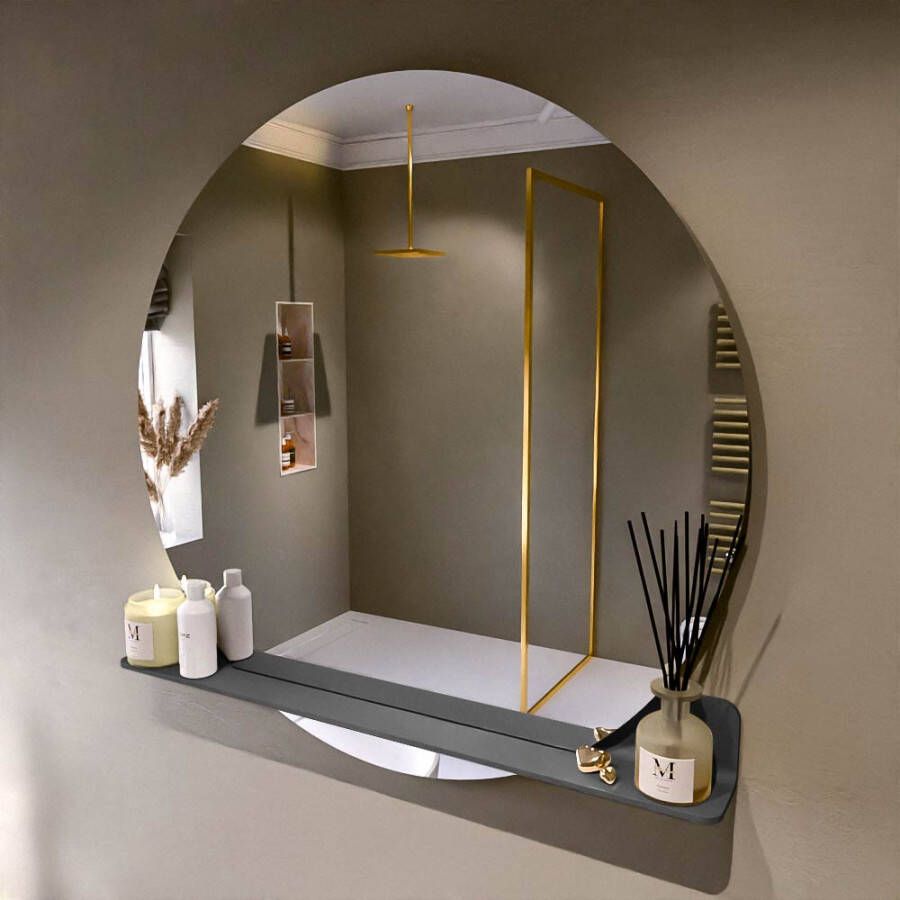 Mondiaz SPOT Badkamerspiegel rond 110cm spiegelplanchet kleur Dark Grey SPOTPLNCHT110DGR