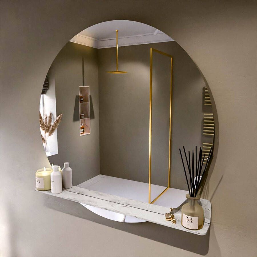 Mondiaz SPOT spiegel rond 110cm met Spiegelplanchet kleur Glace.