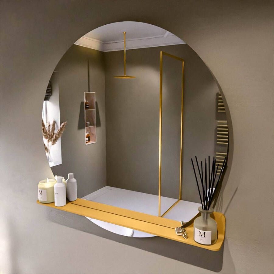 Mondiaz SPOT Badkamerspiegel rond 110cm spiegelplanchet kleur Ocher SPOTPLNCHT110OCH