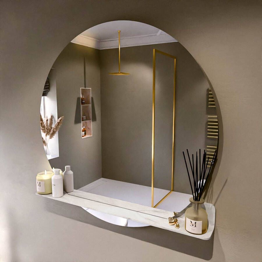Mondiaz SPOT Badkamerspiegel rond 110cm spiegelplanchet kleur Ostra SPOTPLNCHT110OST