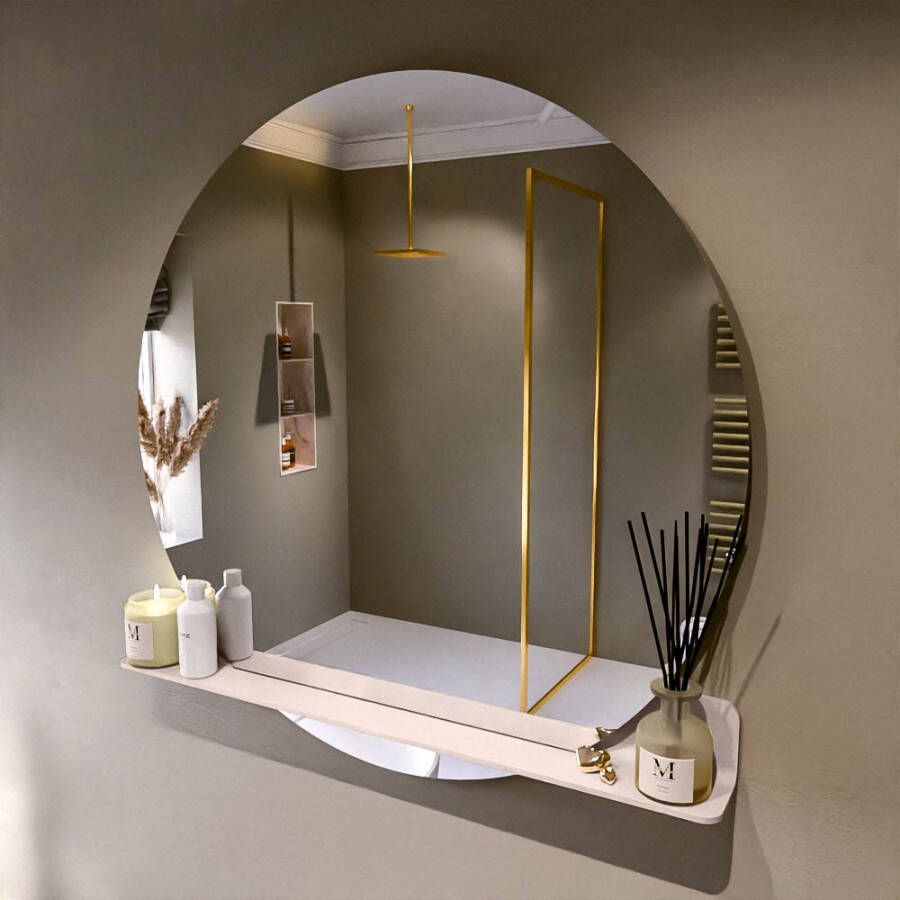 Mondiaz SPOT Badkamerspiegel rond 110cm spiegelplanchet kleur Rosee SPOTPLNCHT110ROS