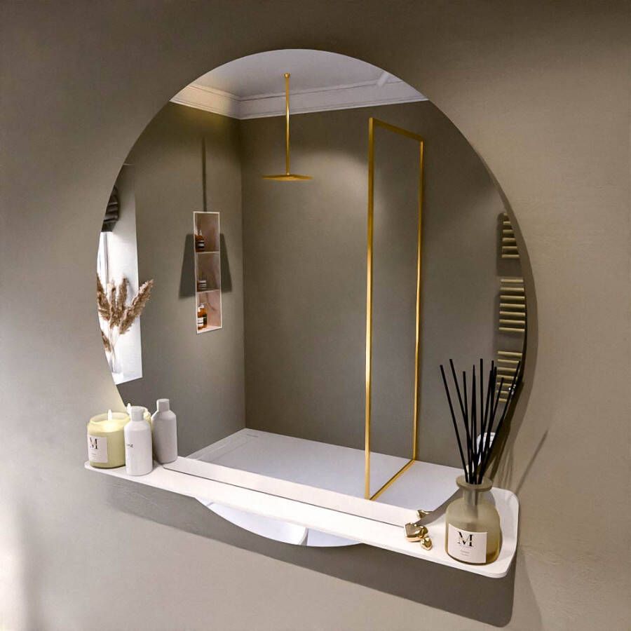 Mondiaz SPOT Badkamerspiegel rond 110cm spiegelplanchet kleur Talc SPOTPLNCHT110TAL