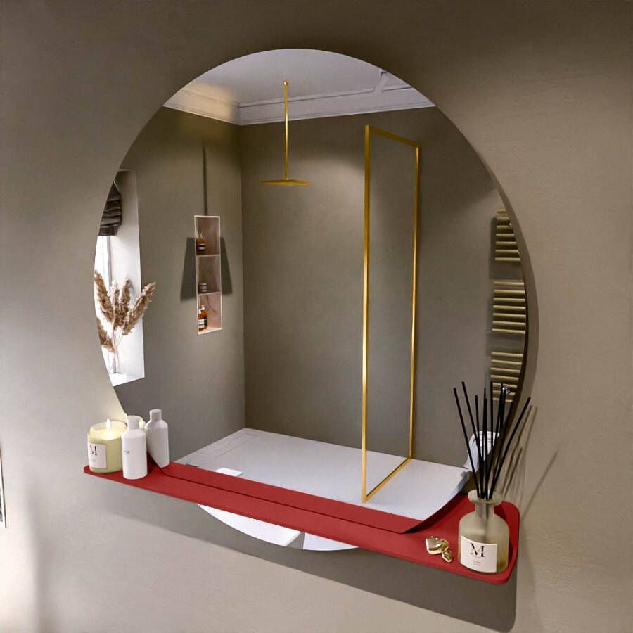 Mondiaz SPOT Badkamerspiegel rond 120cm spiegelplanchet kleur Fire SPOTPLNCHT120FIR