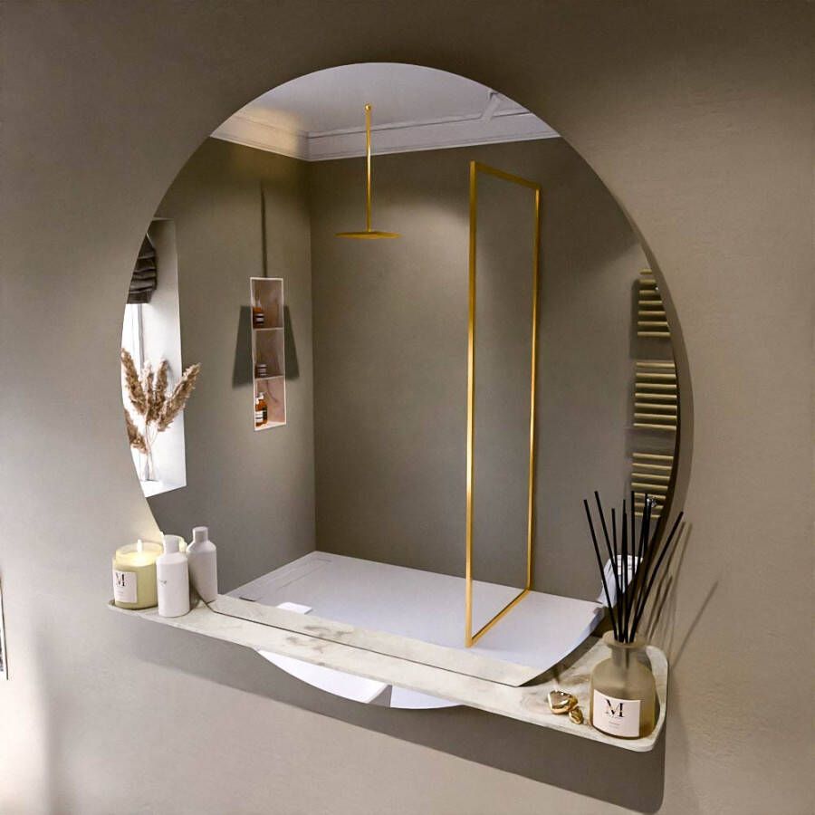 Mondiaz SPOT spiegel rond 120cm met Spiegelplanchet kleur Frappe.
