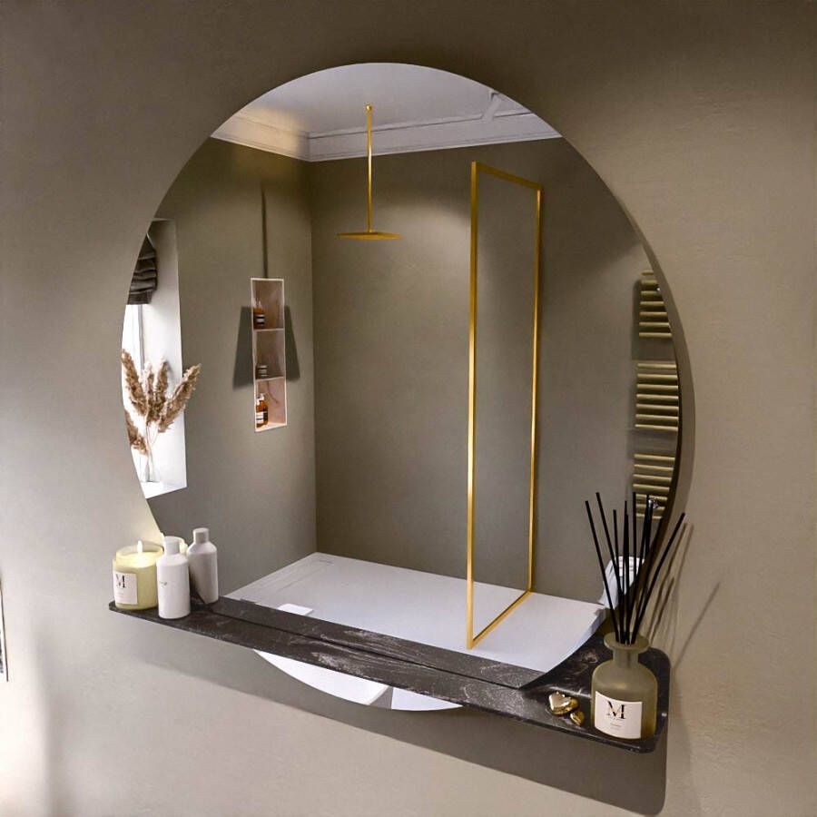 Mondiaz SPOT spiegel rond 120cm met Spiegelplanchet kleur Lava.