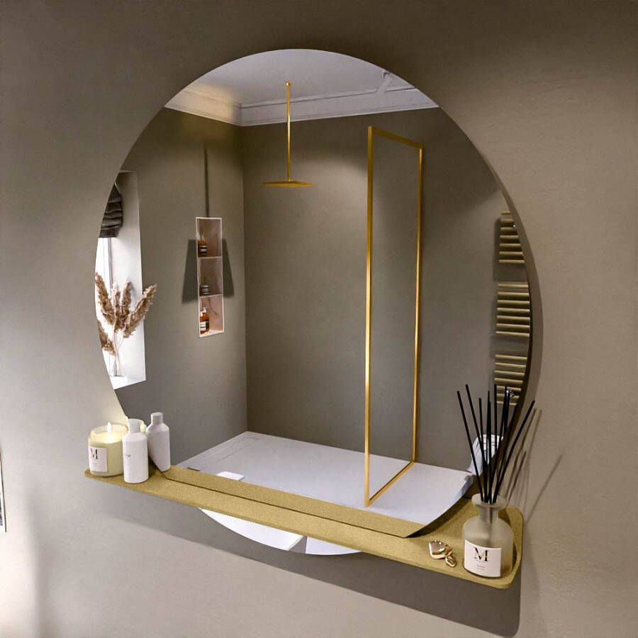 Mondiaz SPOT Badkamerspiegel rond 120cm spiegelplanchet kleur Oro SPOTPLNCHT120ORO