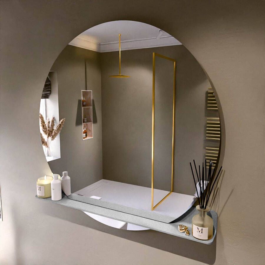 Mondiaz SPOT spiegel rond 120cm met Spiegelplanchet kleur Plata.