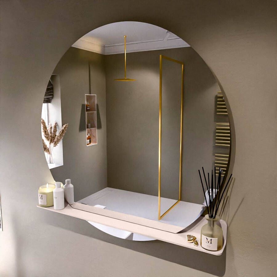 Mondiaz SPOT spiegel rond 120cm met Spiegelplanchet kleur Rosee.