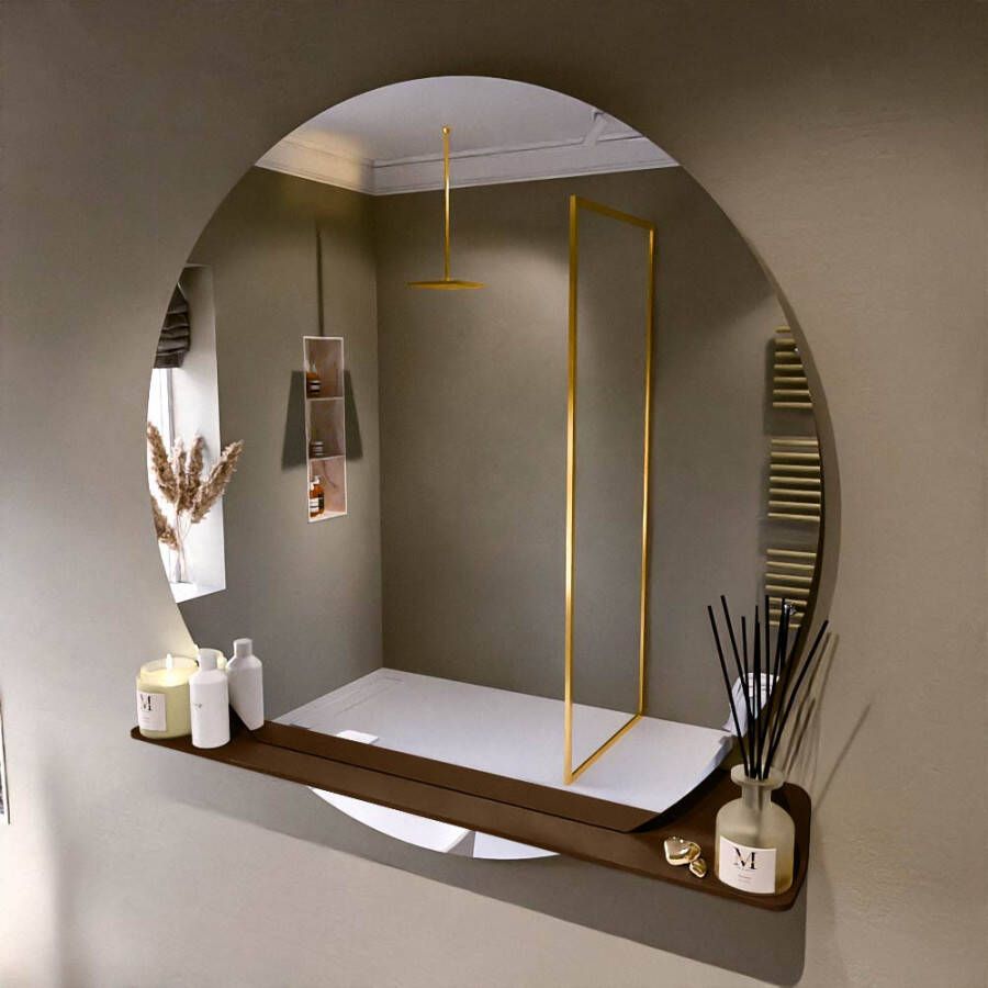 Mondiaz SPOT Badkamerspiegel rond 120cm spiegelplanchet kleur Rust SPOTPLNCHT120RUS