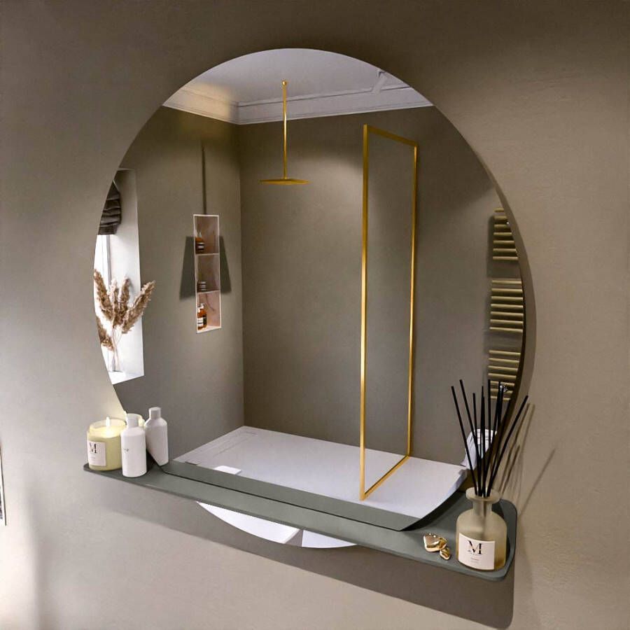 Mondiaz SPOT spiegel rond 120cm met Spiegelplanchet kleur Smoke.