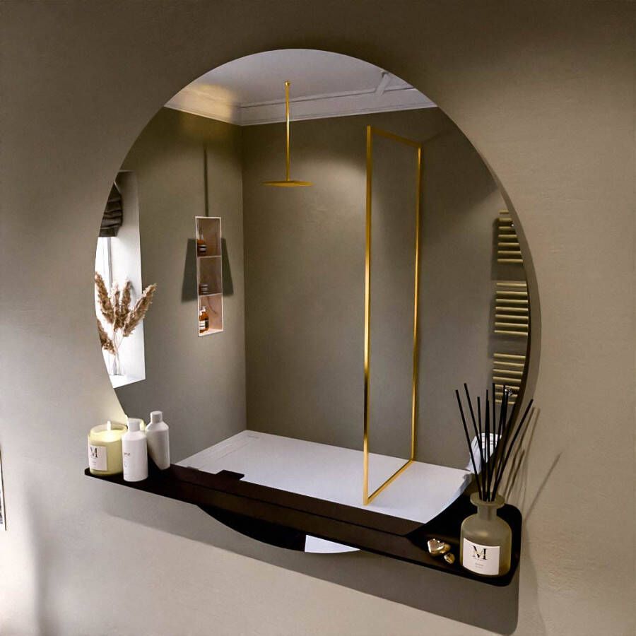 Mondiaz SPOT Badkamerspiegel rond 120cm spiegelplanchet kleur Urban SPOTPLNCHT120URB
