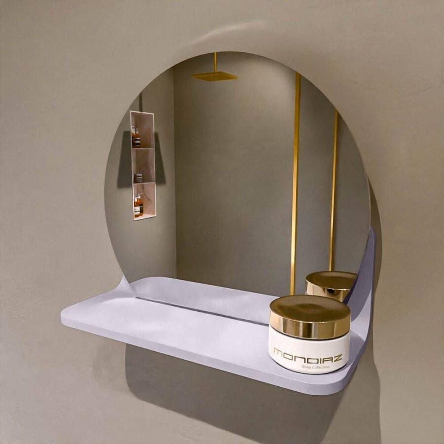 Mondiaz SPOT Badkamerspiegel rond 30cm spiegelplanchet kleur Cale SPOTPLNCHT30CAL
