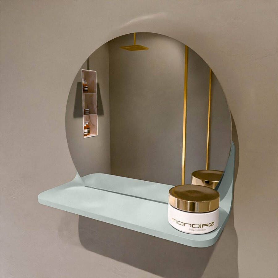 Mondiaz SPOT Badkamerspiegel rond 30cm spiegelplanchet kleur Greey SPOTPLNCHT30GRE
