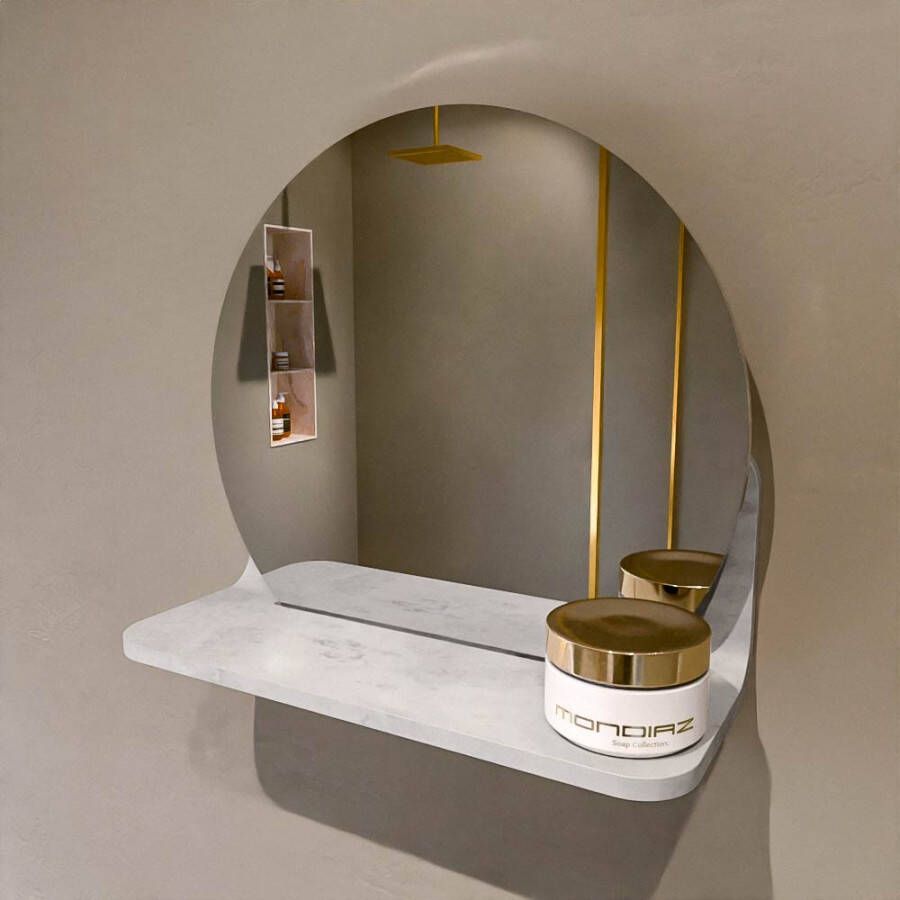 Mondiaz SPOT spiegel rond 30cm met Spiegelplanchet kleur Opalo.