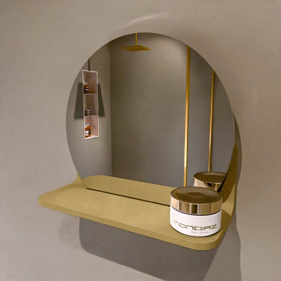 Mondiaz SPOT spiegel rond 30cm met Spiegelplanchet kleur Oro.