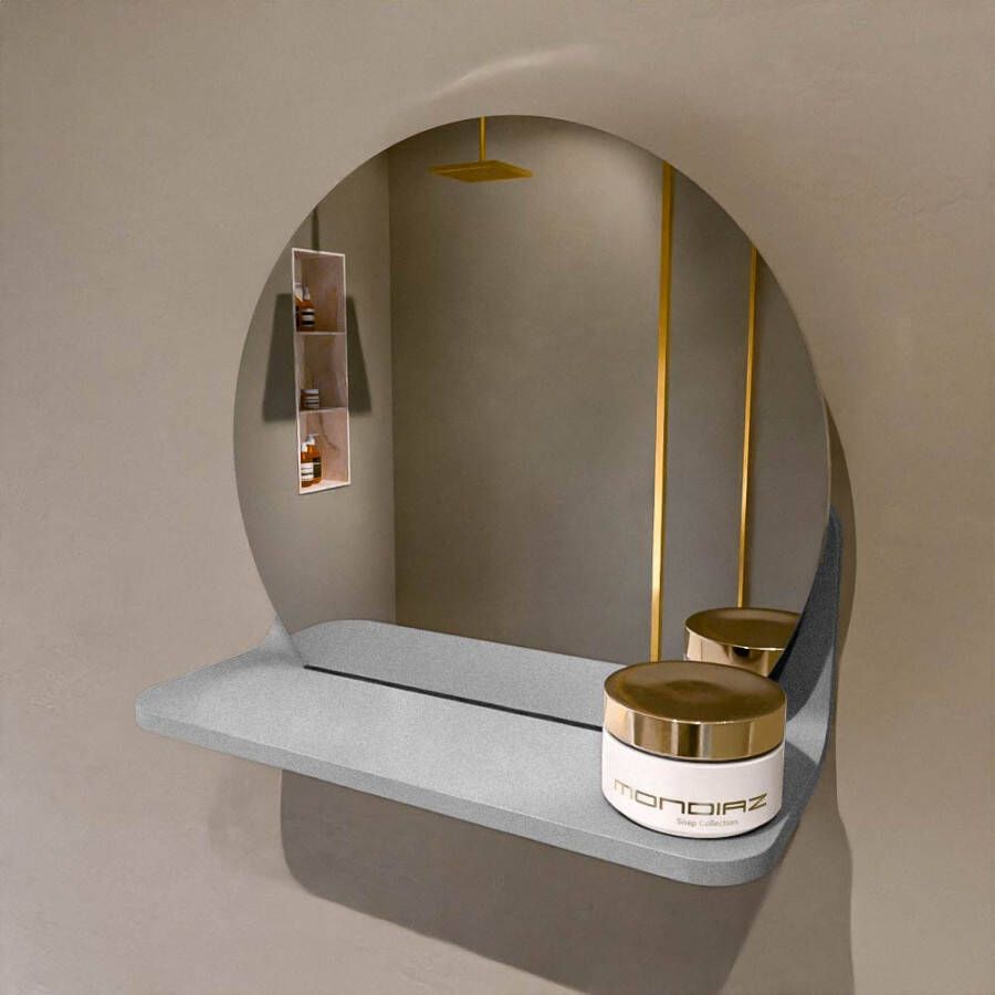 Mondiaz SPOT spiegel rond 30cm met Spiegelplanchet kleur Plata.