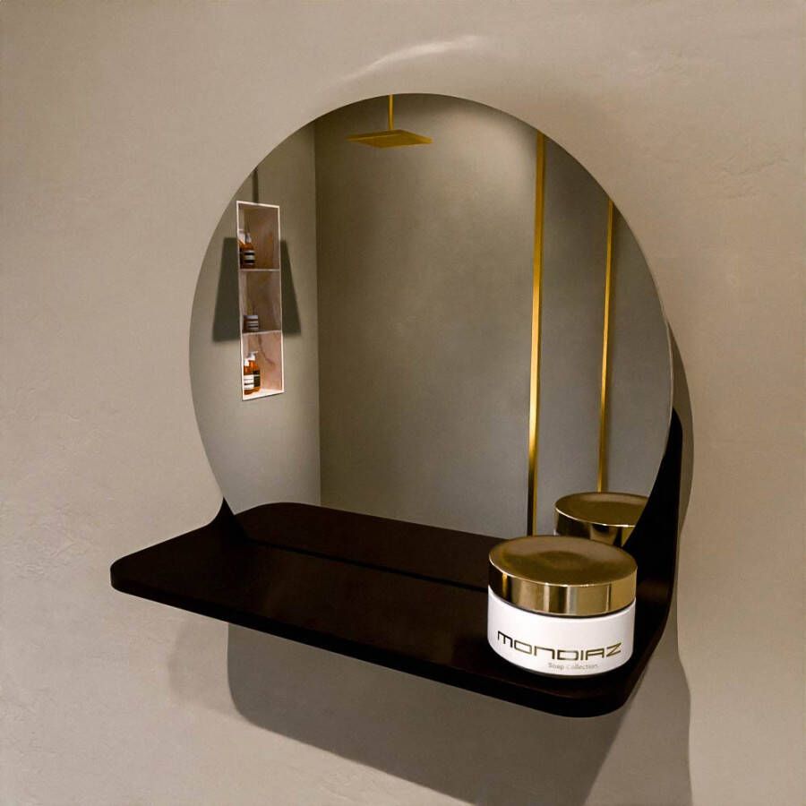 Mondiaz SPOT Badkamerspiegel rond 30cm spiegelplanchet kleur Urban SPOTPLNCHT30URB