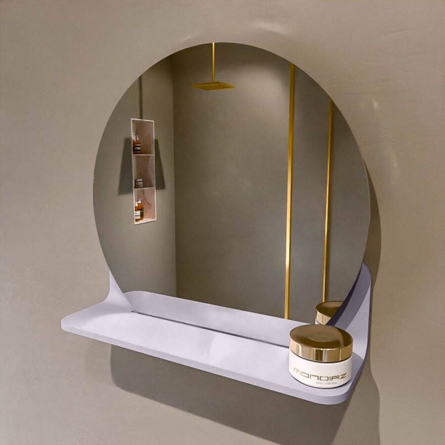 Mondiaz SPOT Badkamerspiegel rond 40cm spiegelplanchet kleur Cale SPOTPLNCHT40CAL