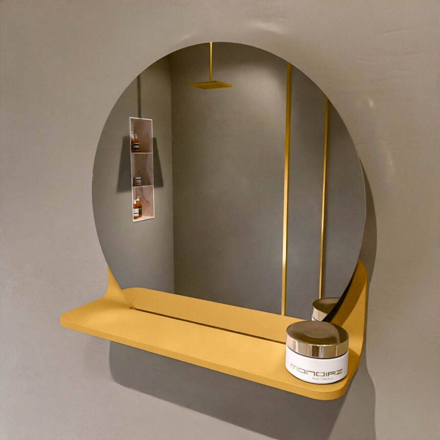 Mondiaz SPOT Badkamerspiegel rond 40cm spiegelplanchet kleur Ocher SPOTPLNCHT40OCH