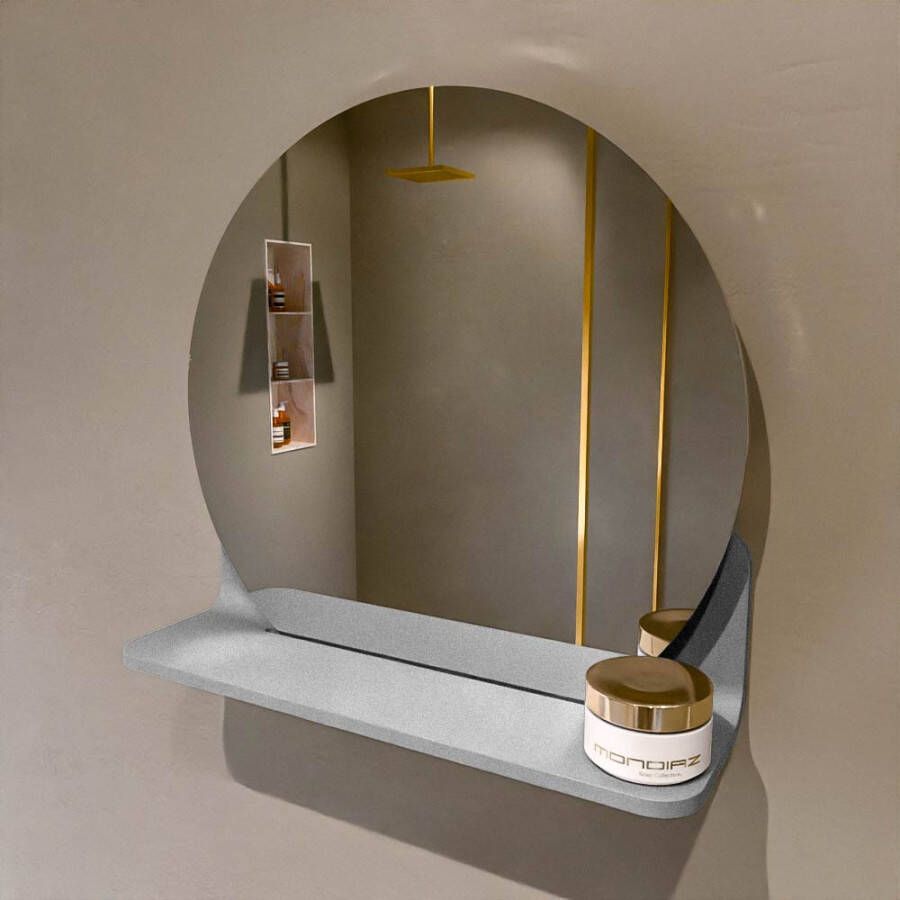 Mondiaz SPOT spiegel rond 40cm met Spiegelplanchet kleur Plata.