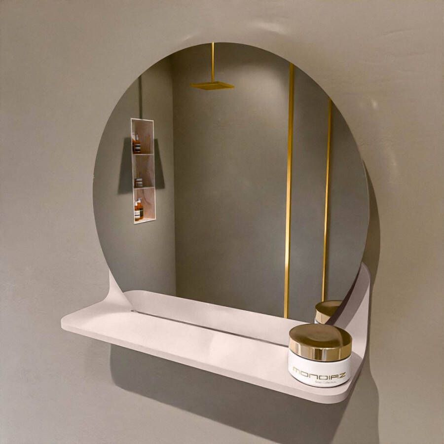 Mondiaz SPOT Badkamerspiegel rond 40cm spiegelplanchet kleur Rosee SPOTPLNCHT40ROS